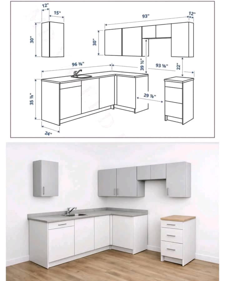 Kitchen cabinet planning sketch for a Rusimo project quote